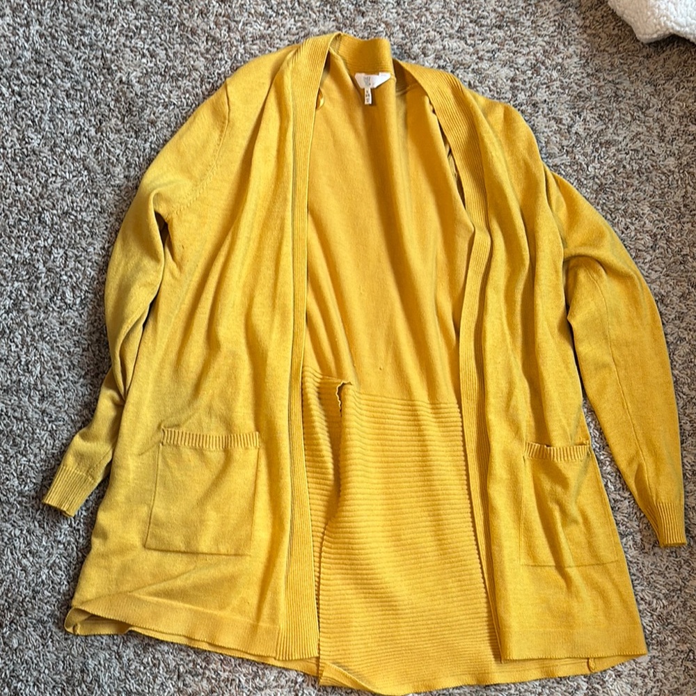 Time and Tru Mustard Yellow Women's Cardigan